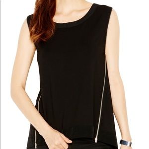 Rachel Roy Sleeveless Zipper Detail Black top XL